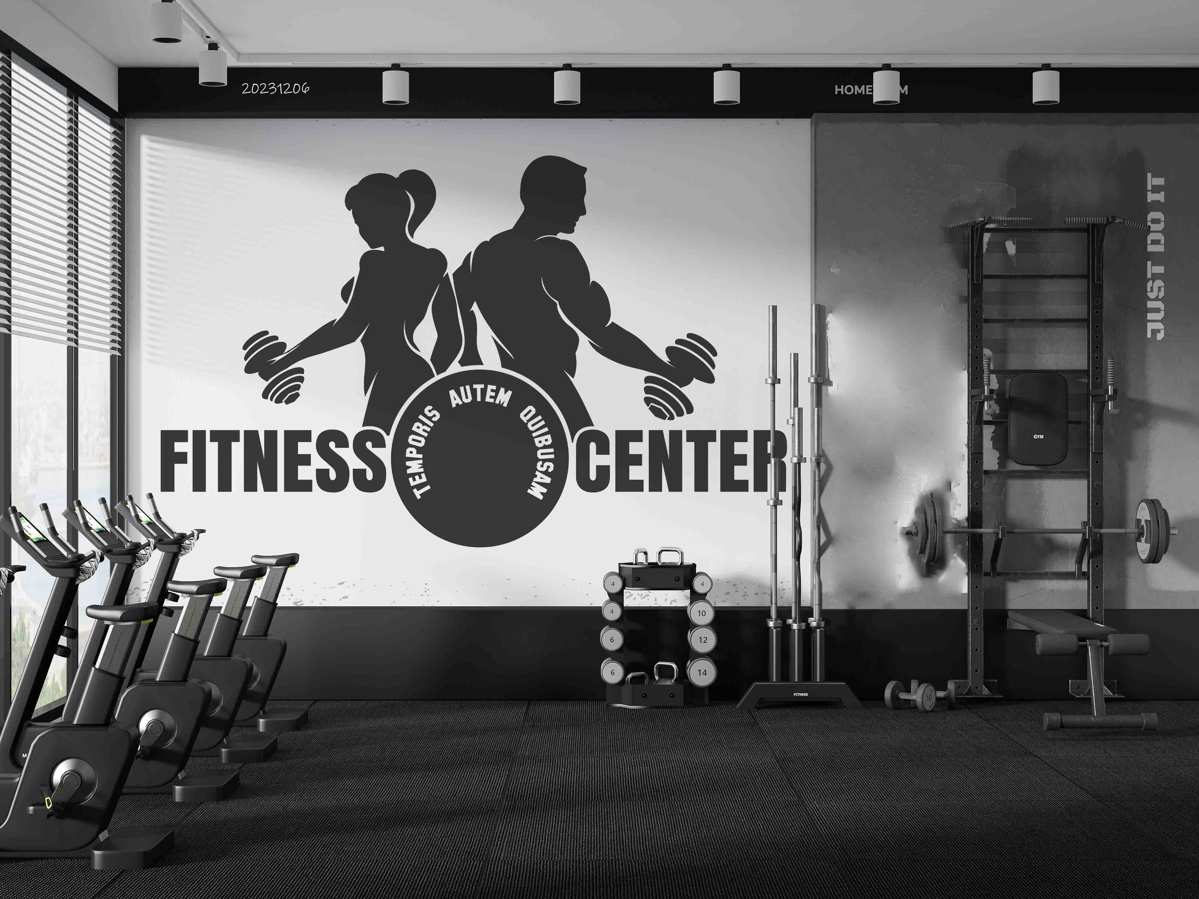 3D Poster Letter Kettle-Bell Man Woman Round Wall Mural Wallpaper YXL 91