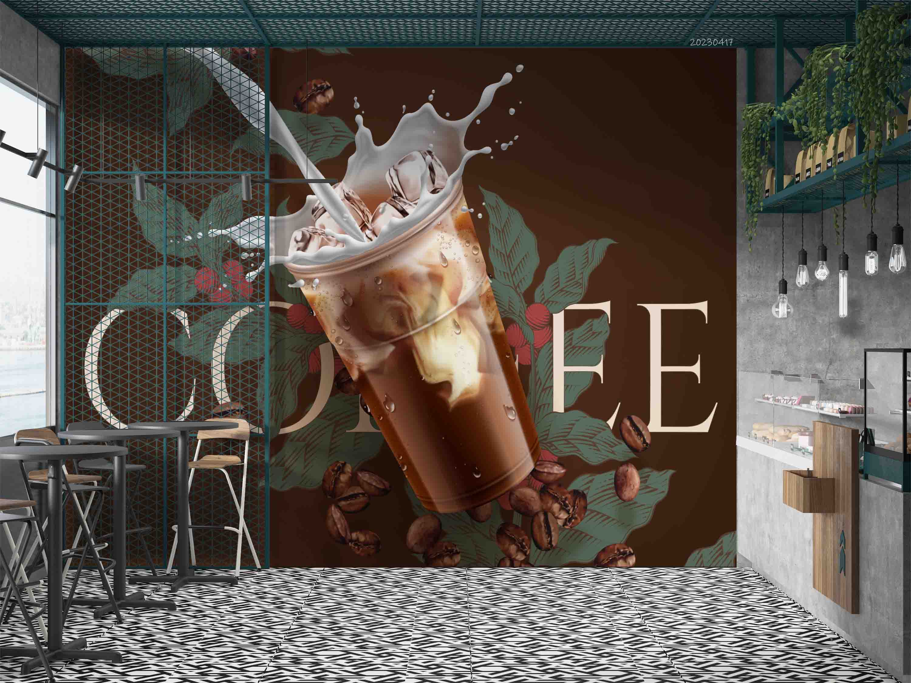 3D Vintage Style Cold Brew Coffee Brown Background Wall Mural Wallpaper GD 5516- Jess Art Decoration
