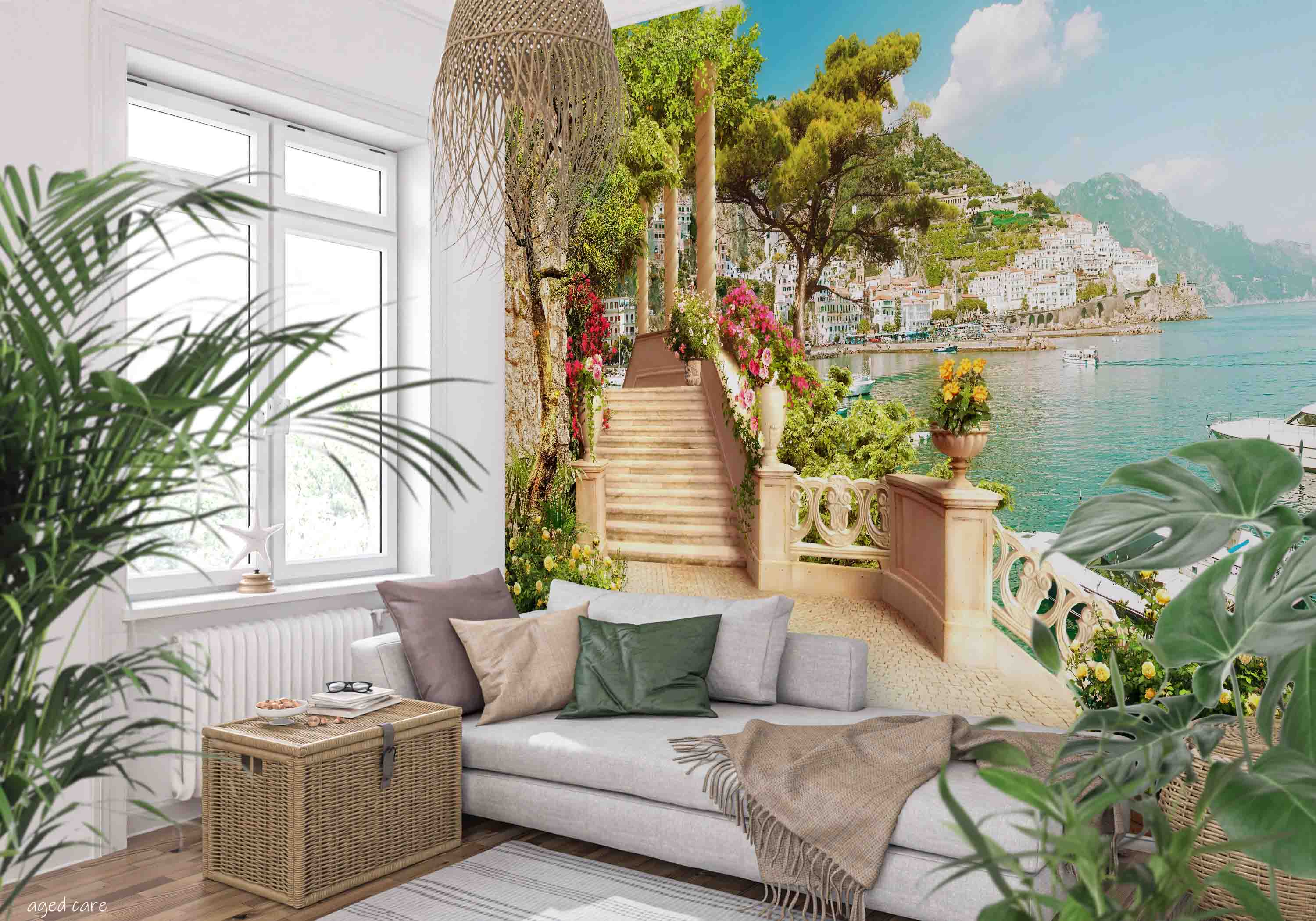 3D Aged Care Retirement Home Gerocomium Rest Home Sea Scenery Wall Mural Wallpaper 13