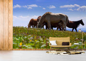 3D Blue Sky Grassland Floral Animal Horse Wallpaper Wall Mural Wall Decor Wall Art Wall Sticker Remoable Wallpaper LQH