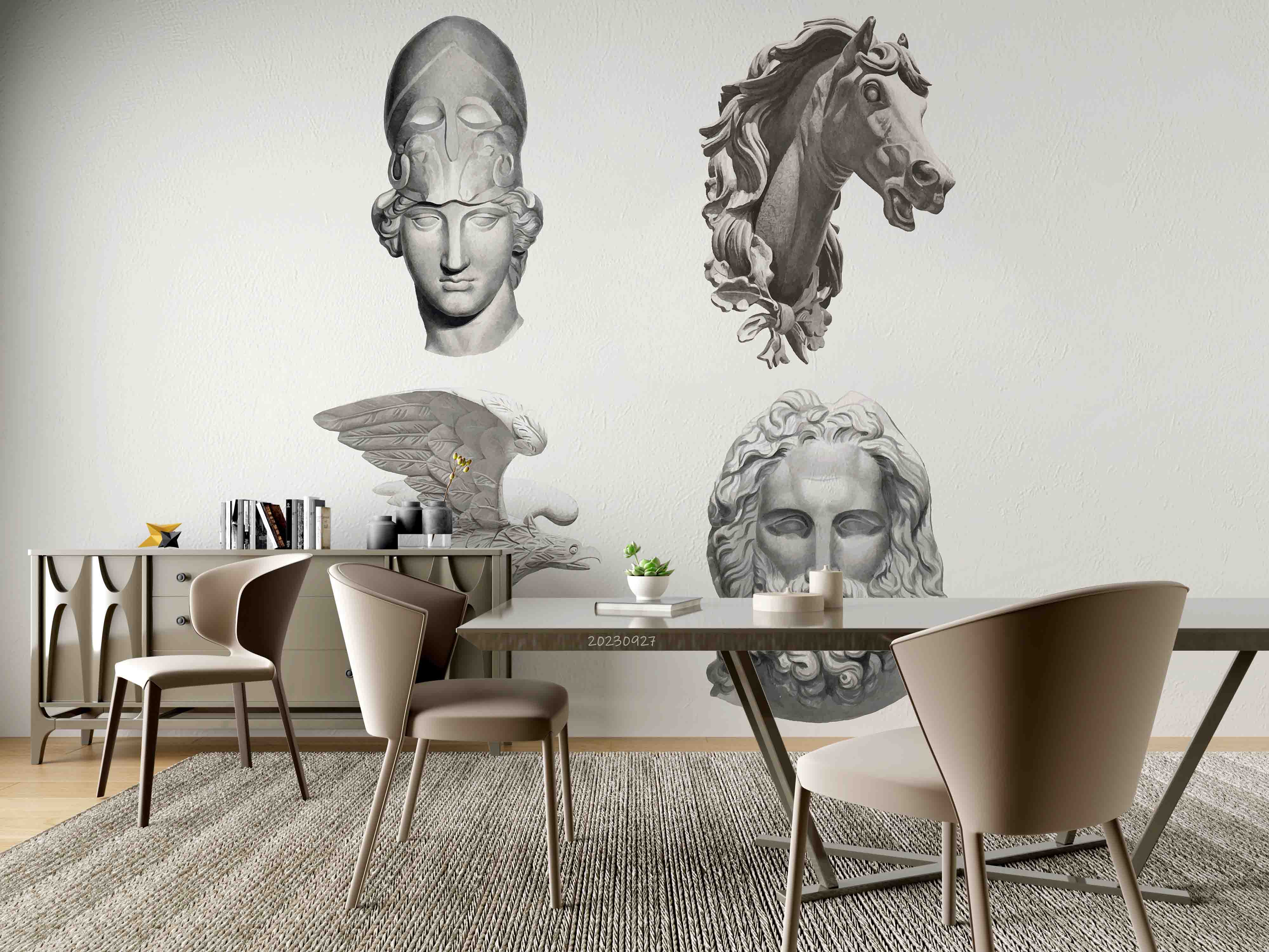 3D Sculpture Horse Eagle Head Wall Mural Wallpaper YXL 2418