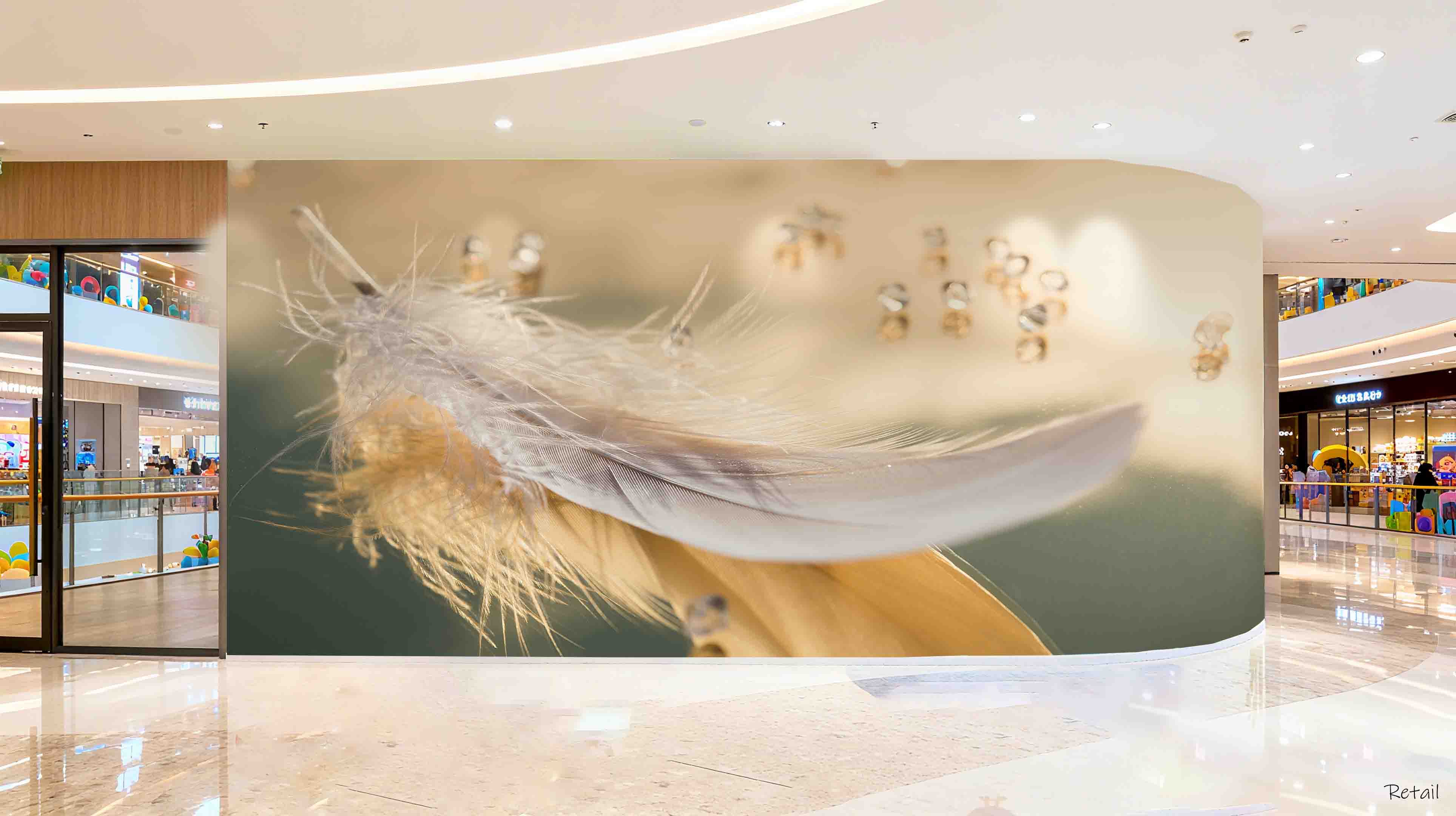 3D Retail Shop Store Market Trade Feather Wall Mural Wallpaper 27