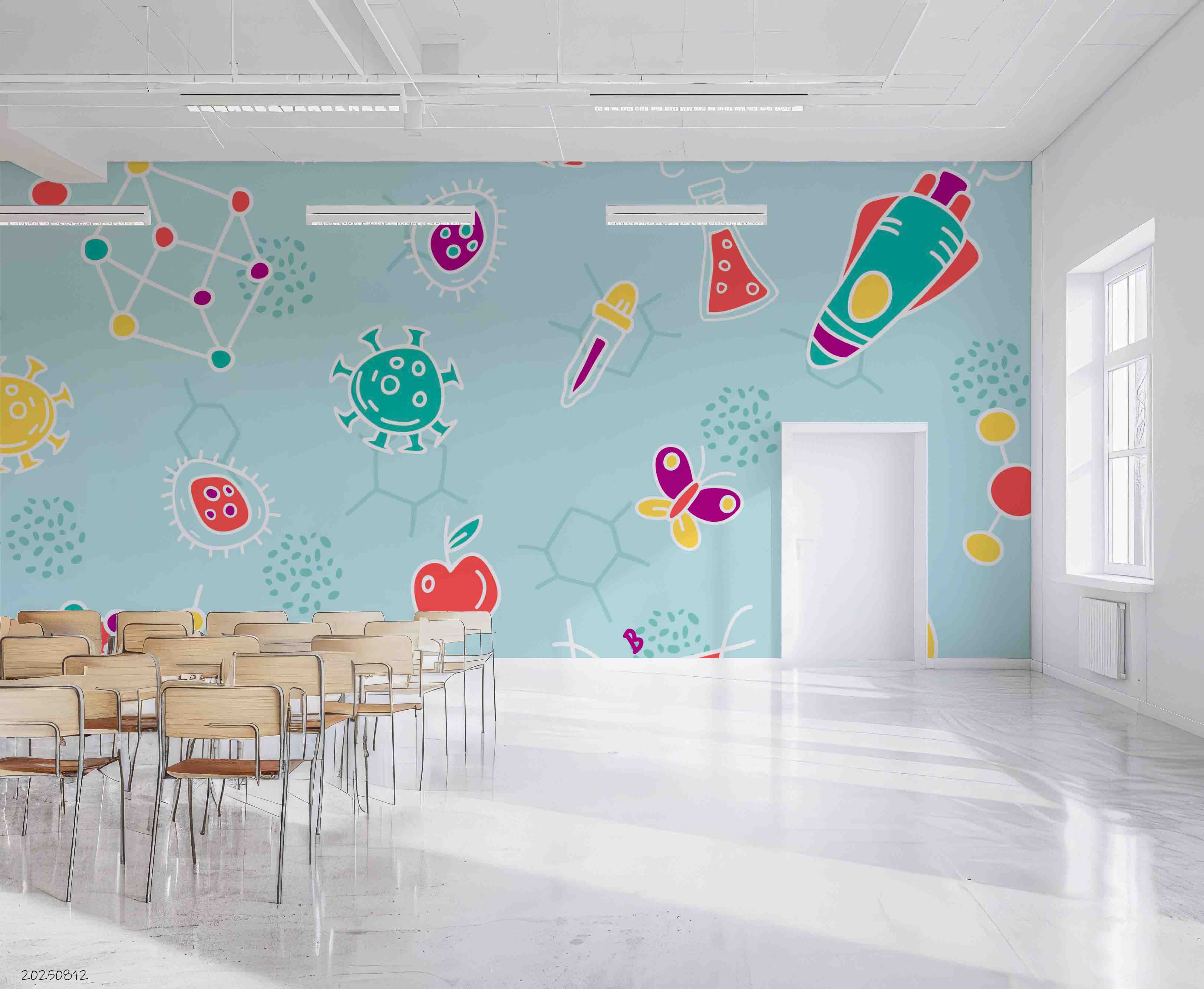 3D School STEM Science Lab Classroom Teaching Aid Wall Mural Wallpaper 40
