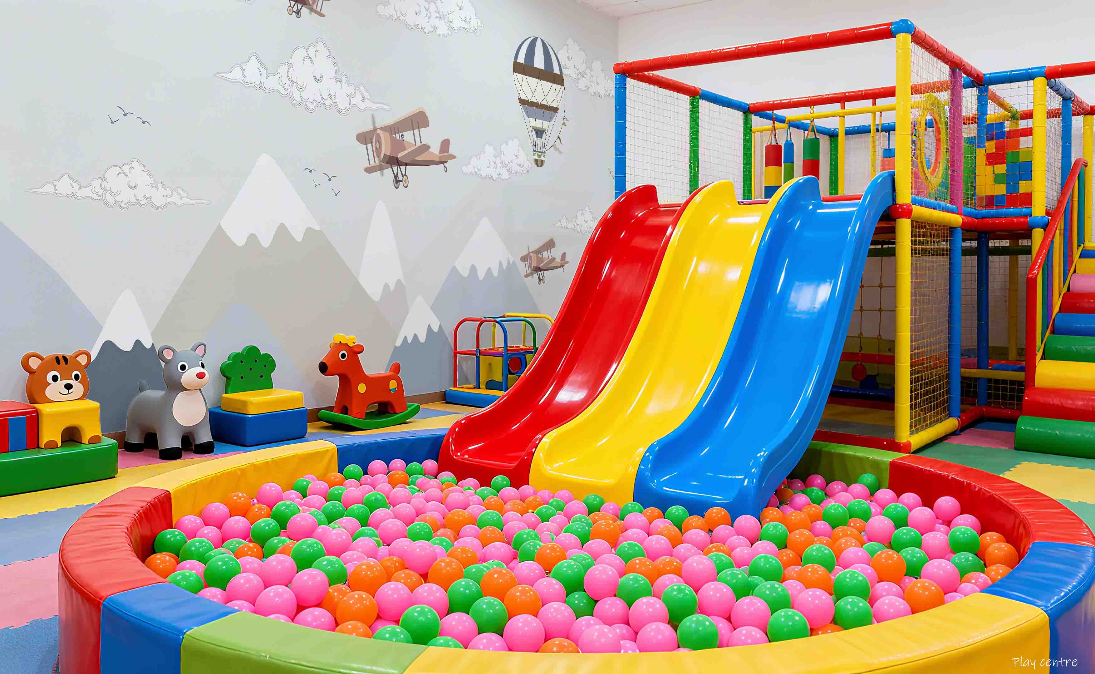 3D Play Centre Amusement Park Funfair Carnie Cartoon Mountains Wall Mural Wallpaper 20