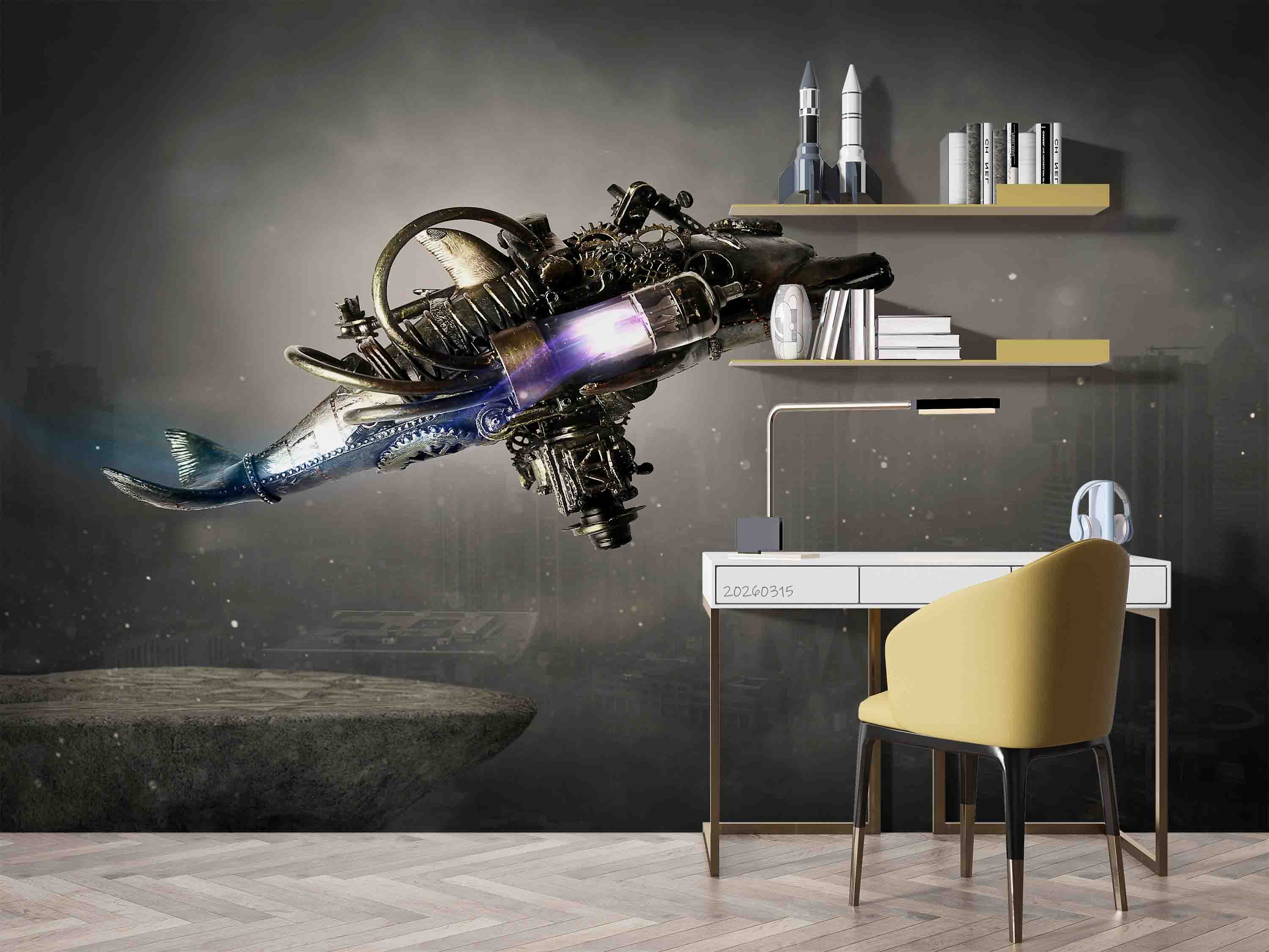 3D Retro Mechanical Dolphin Steampunk Wallpaper Wall Mural Wall Decor Wall Art Wall Sticker Remoable Wallpaper