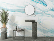 3D Abstract Damaskeen Wave Blue Wall Mural Wallpaper YXL 583