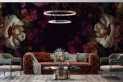 3D Black Floral Leaves Bouquet Dark Background Wallpaper Wall Mural Wall Decor Wall Art Wall Sticker Remoable Wallpaper