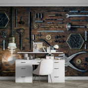 3D Retro Metal Tool Light Bulb Steampunk Wallpaper Wall Mural Wall Decor Wall Art Wall Sticker Remoable Wallpaper
