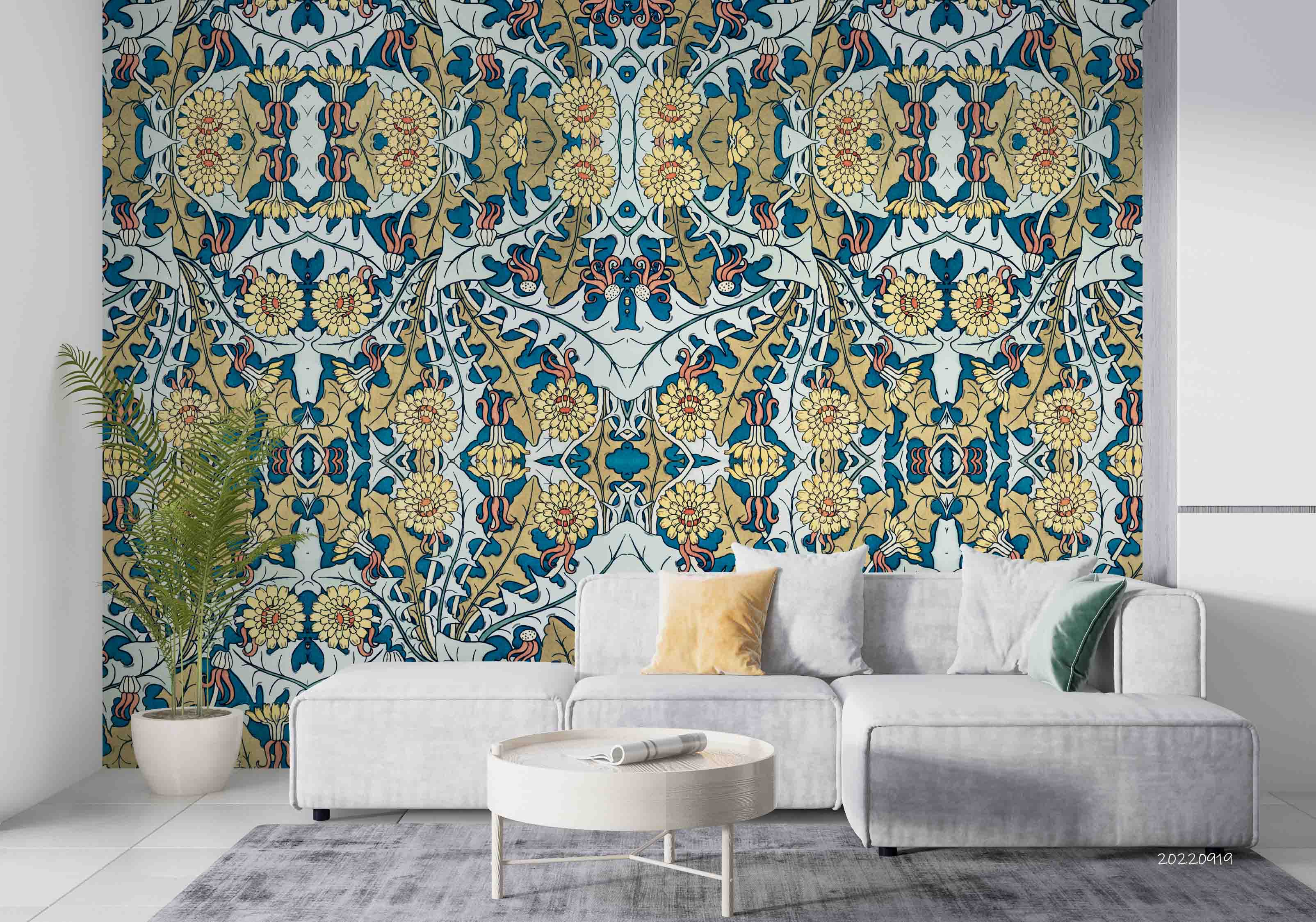 3D Art Nouveau Style Dandelion Floral Pattern Background Wall Mural Wallpaper GD 3501- Jess Art Decoration