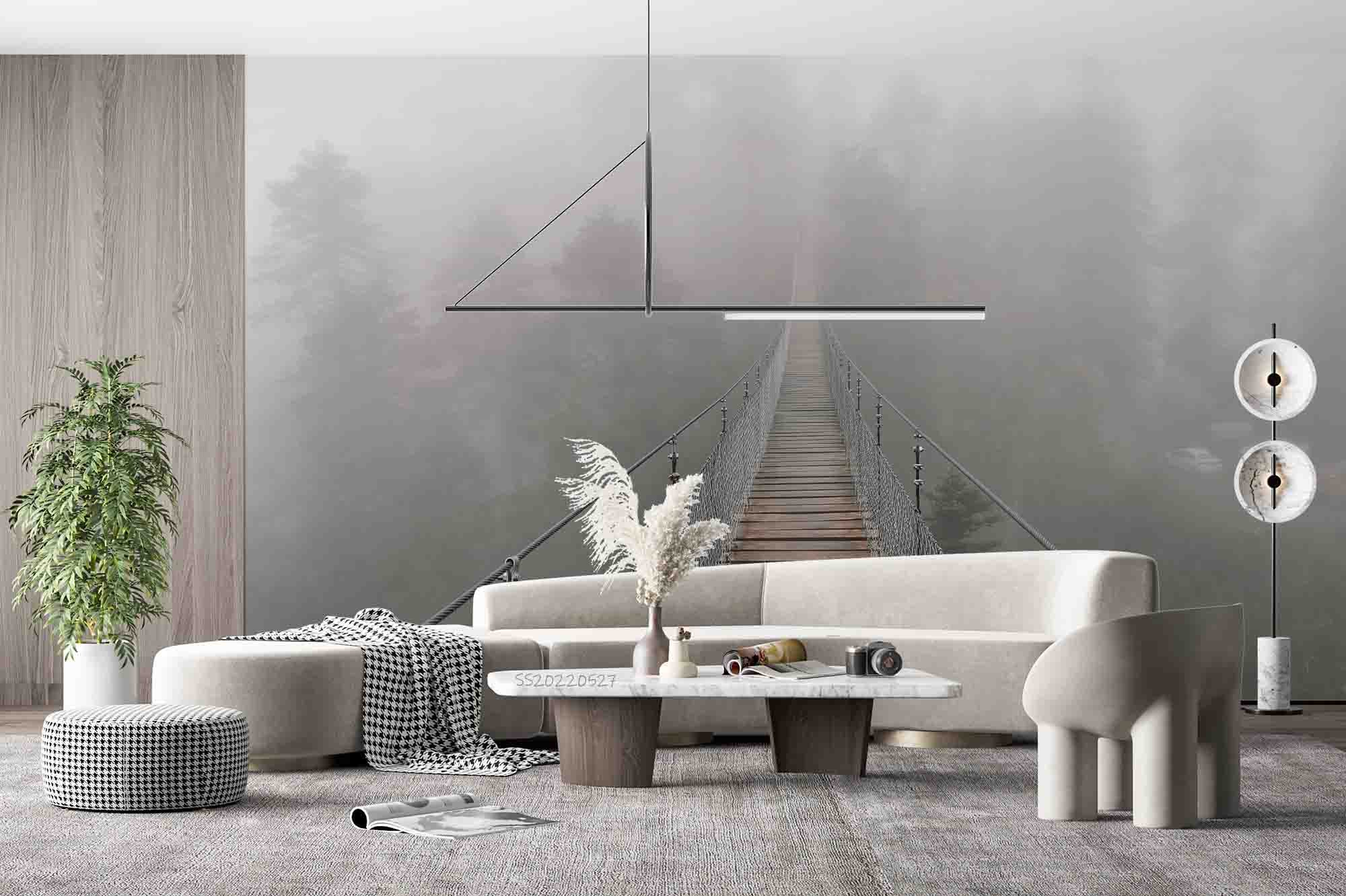 3D Mexico Oaxaca Fog Mountain Suspension Bridge Wall Mural Wallpaper GD 4218- Jess Art Decoration