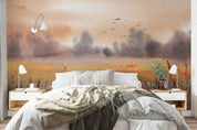 3D Oil Painting Tree Bird Grassland Animal Sky Wall Mural Wallpaper YXL 125