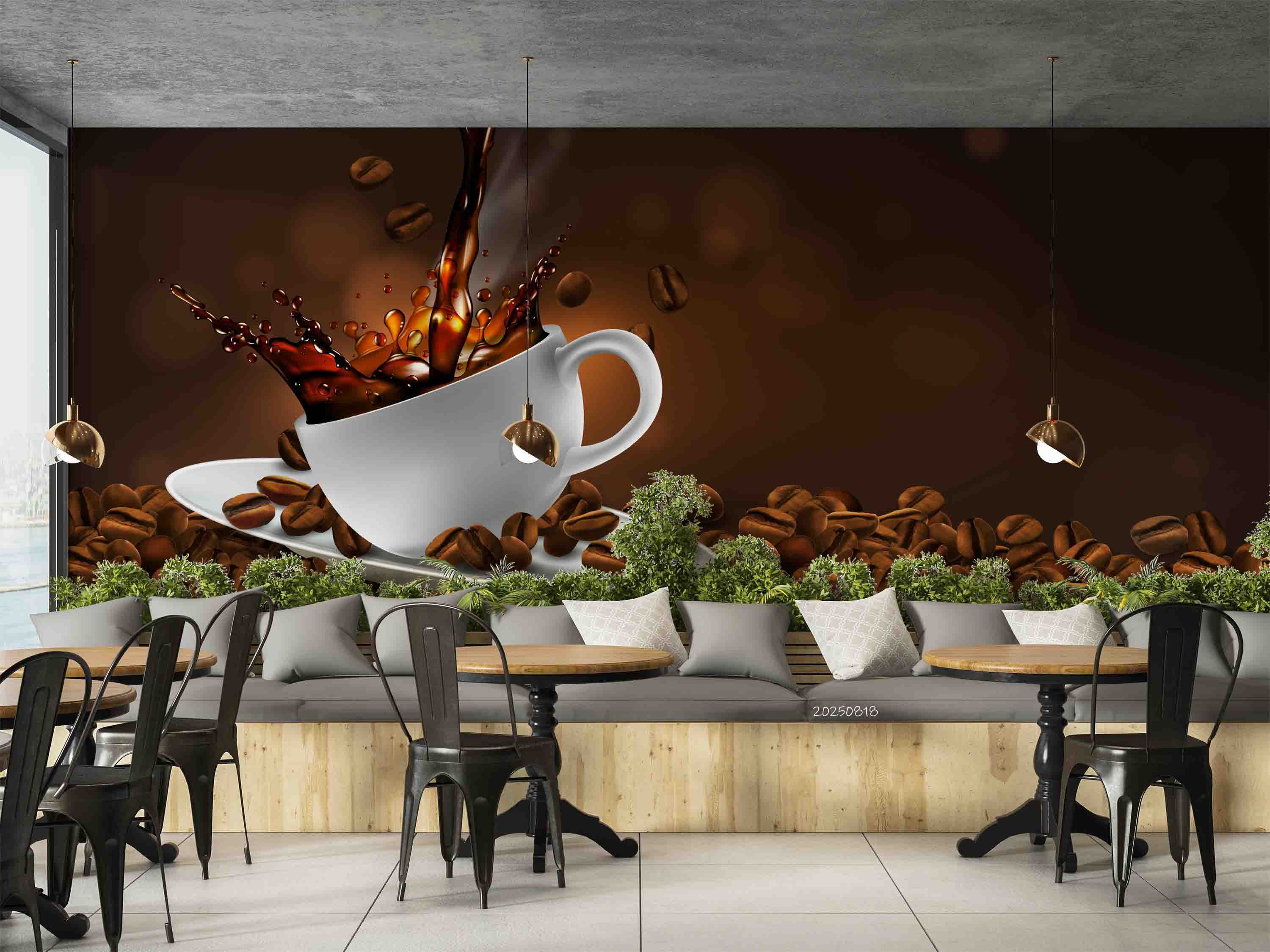 3D Restaurant Snack Bar Coffee Shop Wall Mural Wallpaper 31