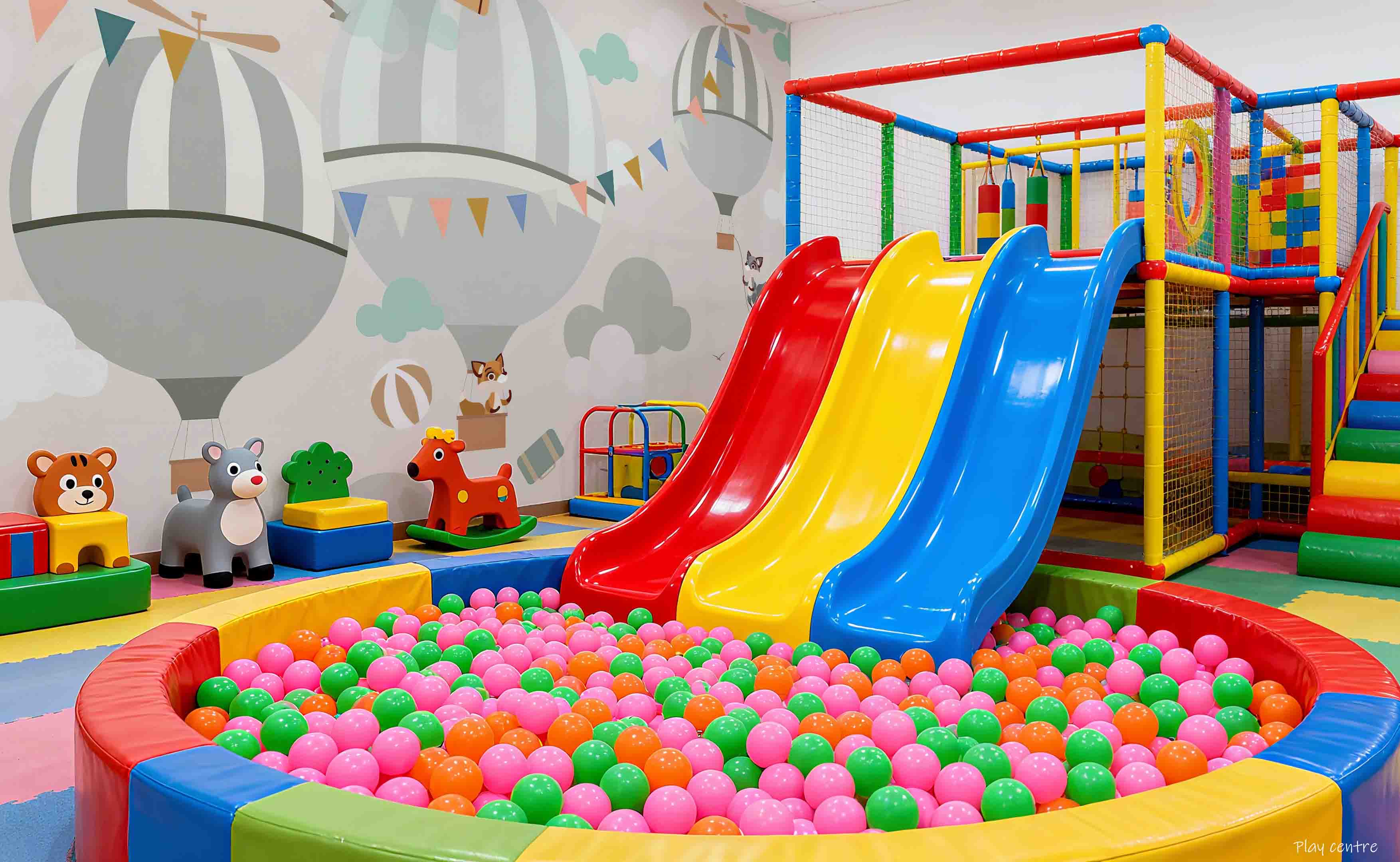 3D Play Centre Amusement Park Funfair Carnie Cartoon Air Balloon Wall Mural Wallpaper 26