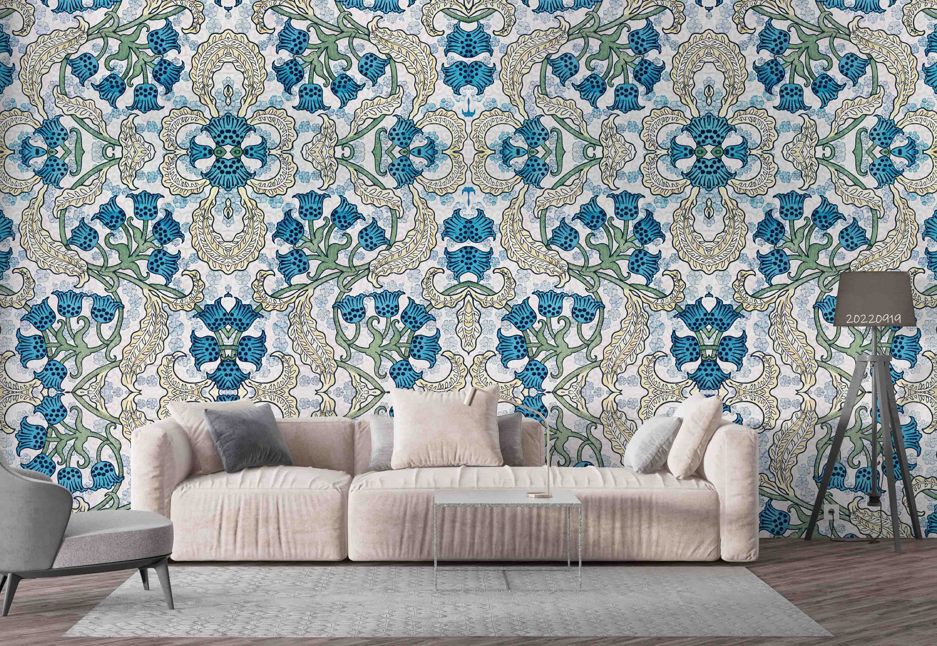 3D Art Nouveau Lily Valley Flower Pattern Background Wall Mural Wallpaper GD 3500- Jess Art Decoration