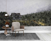 3D Forest House Lake Landscape Oil Painting Wallpaper Wall Mural Wall Decor Wall Art Wall Sticker Remoable Wallpaper LQH 14
