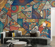 3D Retro Mosaic Style Abstract Colorful Graffiti Pattern Wall Mural Wallpaper GD 3811- Jess Art Decoration