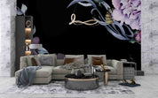 3D Purple Floral Leaves Dark Background Wallpaper Wall Mural Wall Decor Wall Art Wall Sticker Remoable Wallpaper