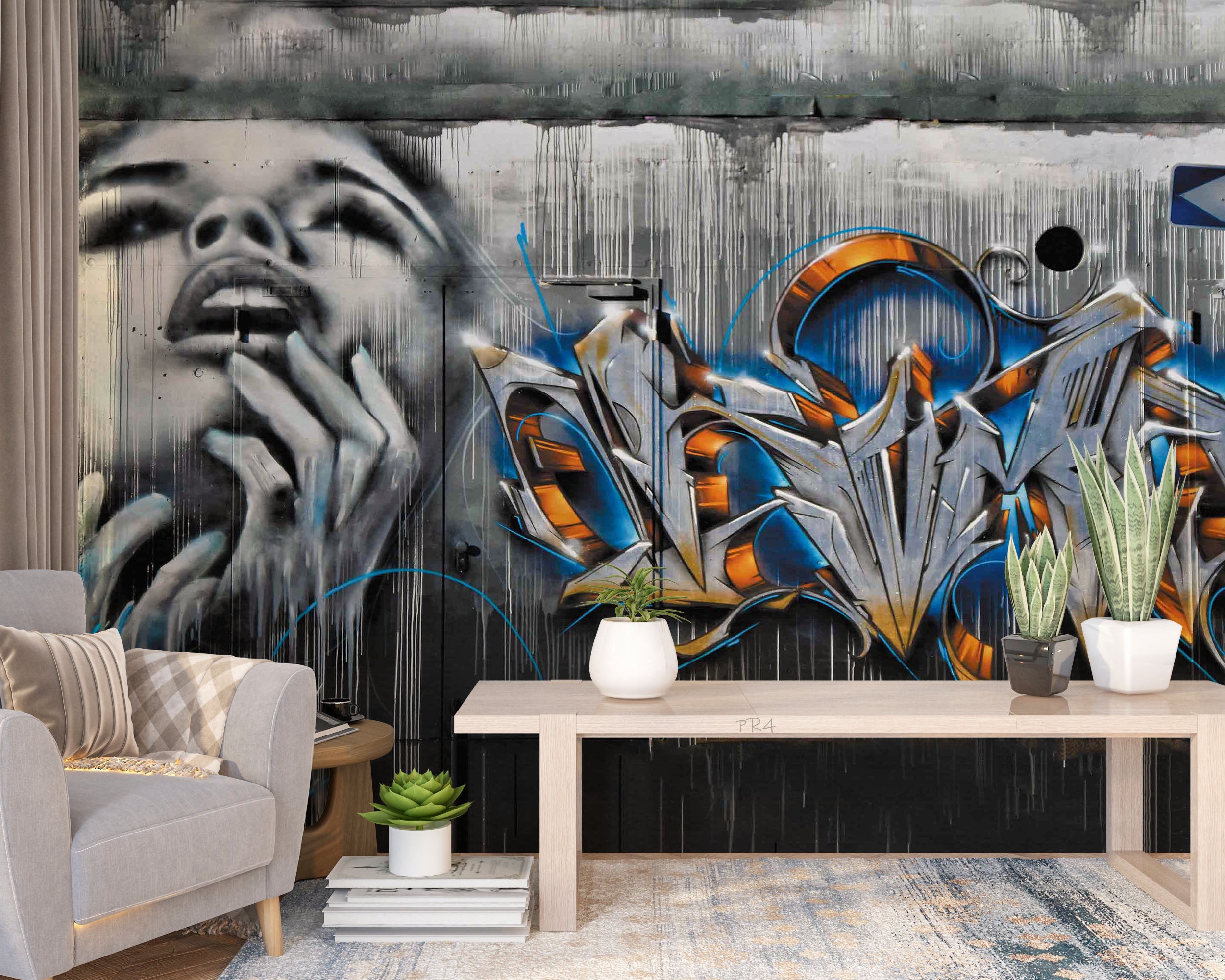 Graffiti Person Letter Street Sign Wallpaper typography graffiti wall mural for teen room or studio - view 4