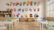 3D Childcare Nursery School Cartoon Kids Animals Letters Wall Mural Wallpaper JN 53