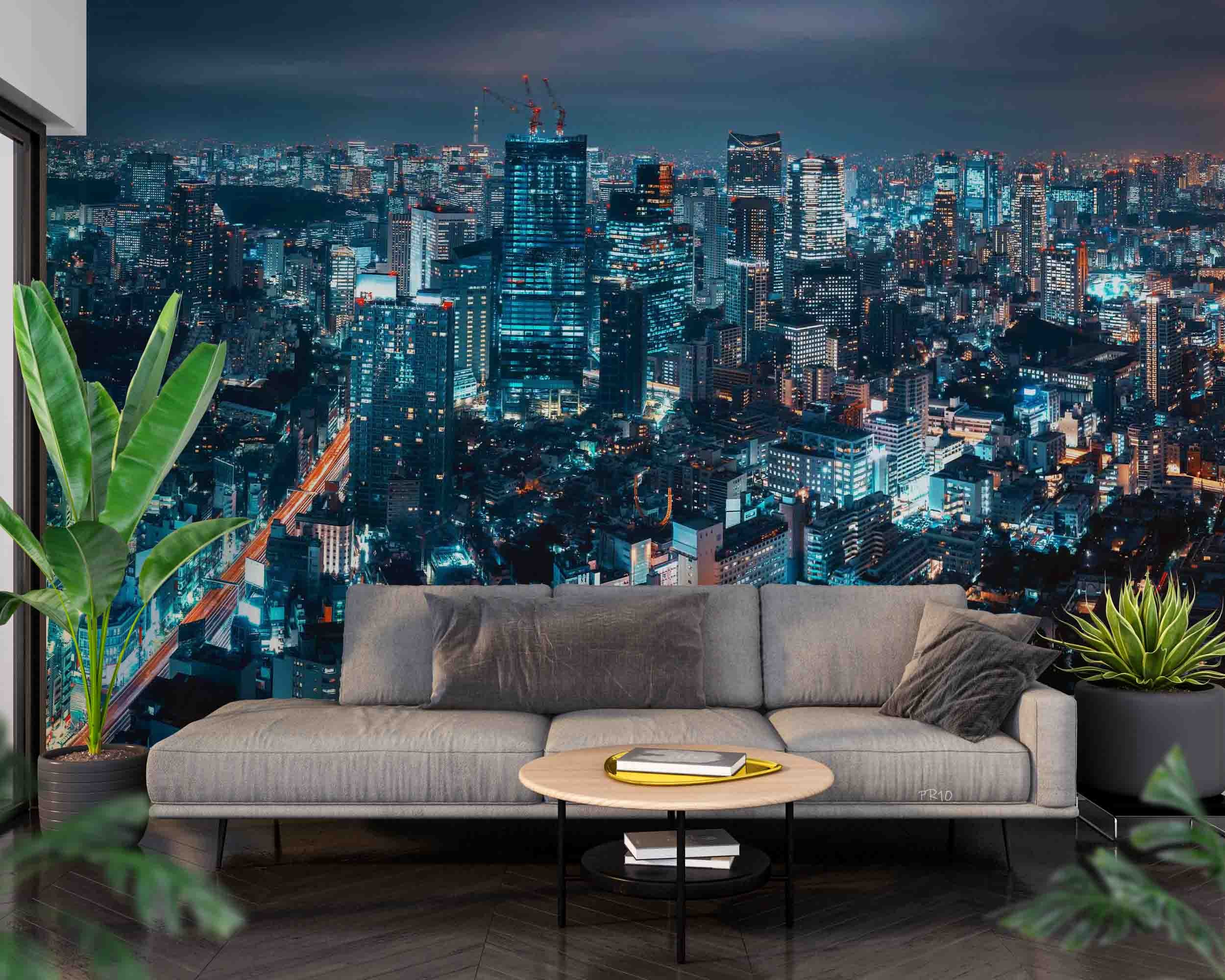 3D Night City Tall Buildings View Wall Mural Wallpaper GD 4752- Jess Art Decoration