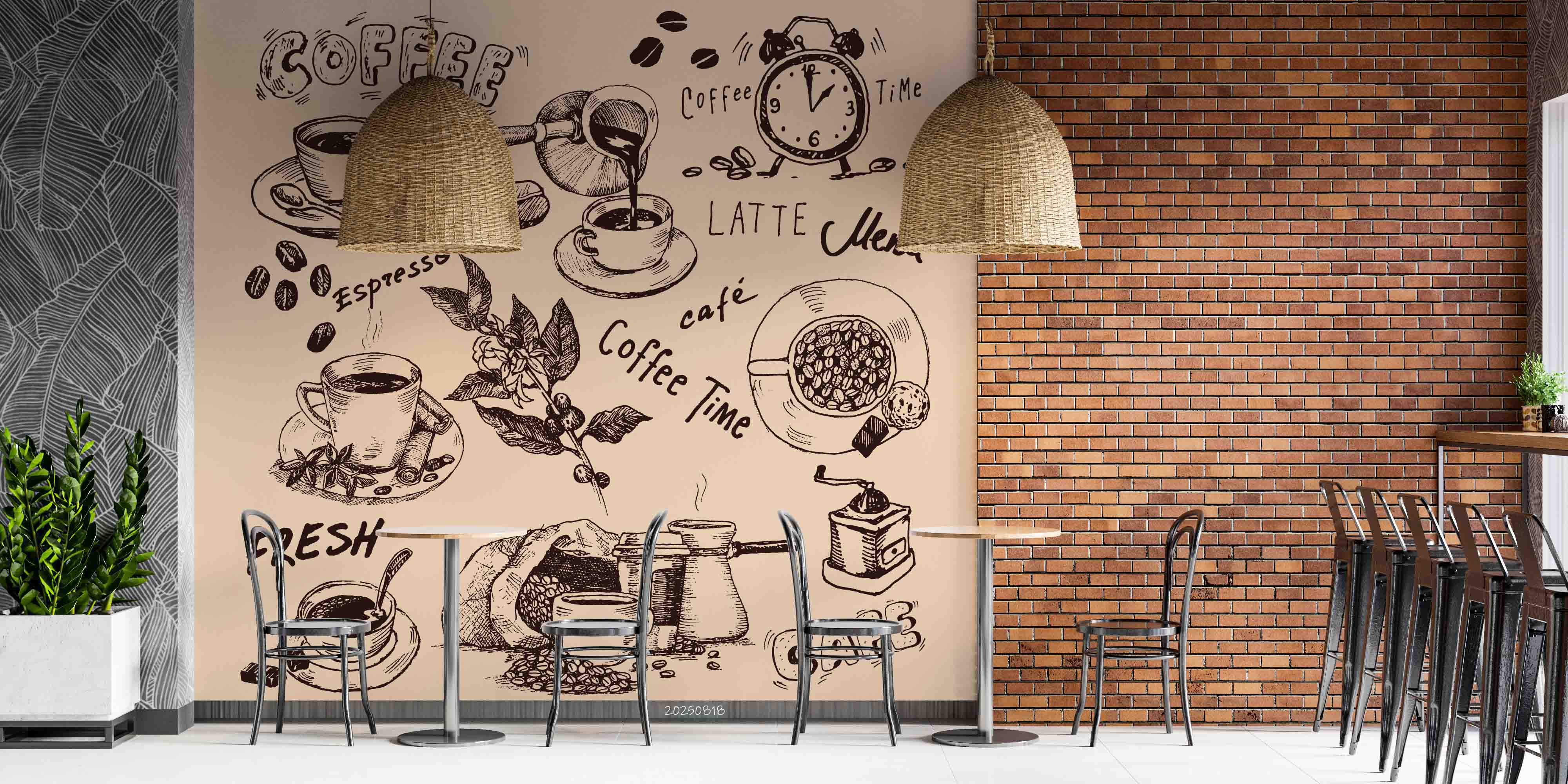 3D Restaurant Snack Bar Coffee Shop Wall Mural Wallpaper 39