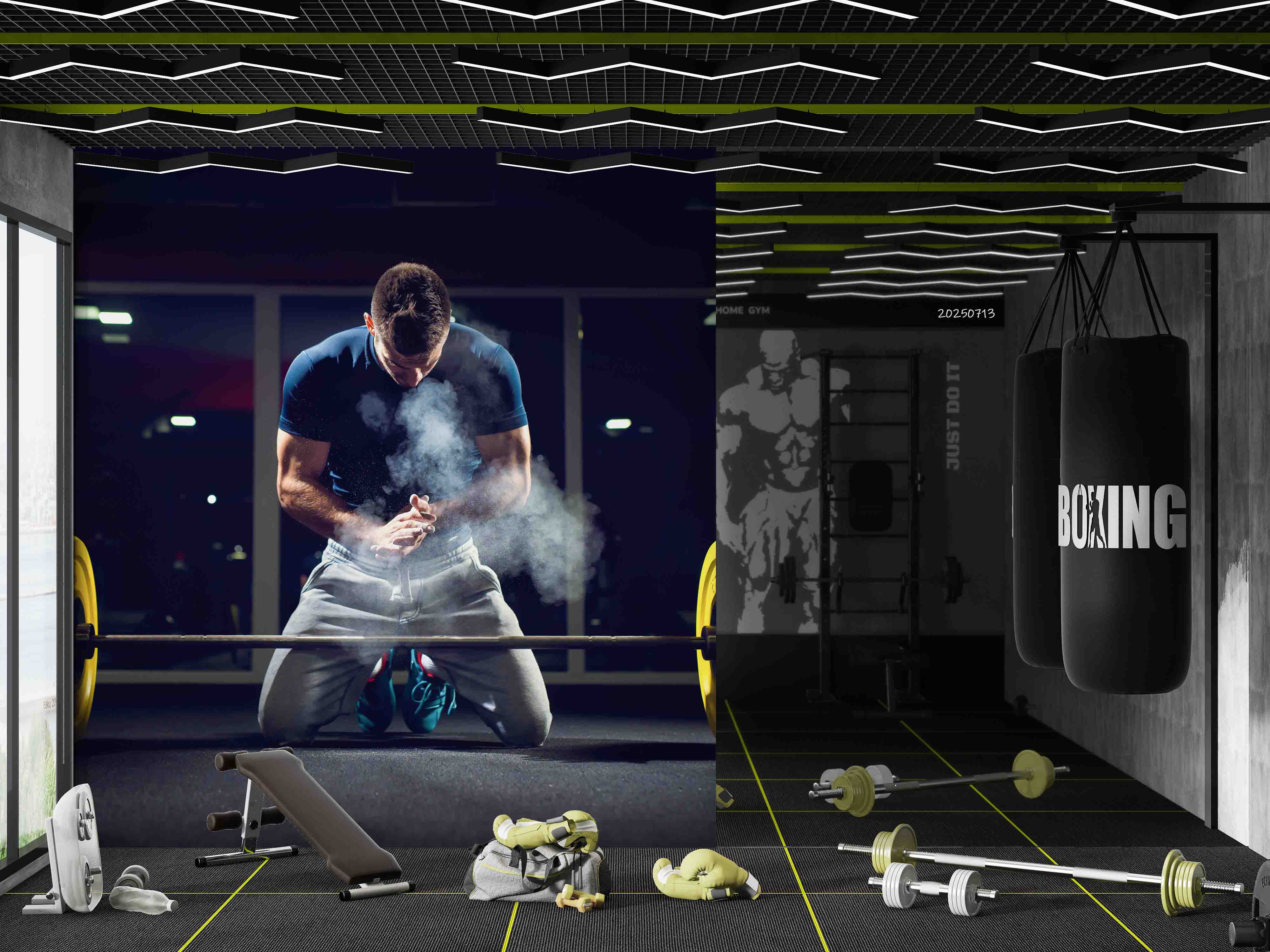 3D Gym Fitness Gymnasium Dumbbell Wall Mural Wallpaper 67