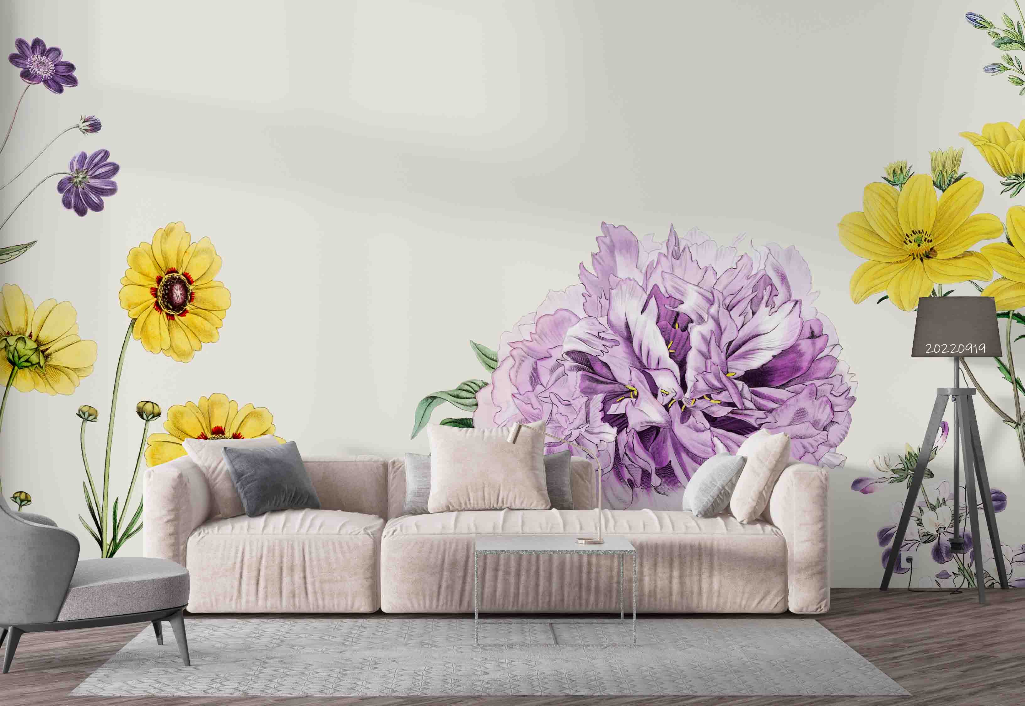 3D Colorful Floral Border Wall Mural Wallpaper GD 3453- Jess Art Decoration