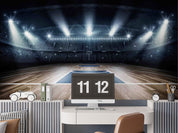 Basketball Court Lamplight Floor Wallpaper basketball wall mural for bedroom, gym or sports room - view 4