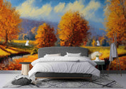 3D Watercolor Fall Forest Tree Scenery Wallpaper Wall Mural Wall Decor Wall Art Wall Sticker Remoable Wallpaper LQH 13