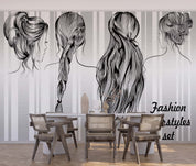 Abstract Women Back Hairstyle Contemporary Wallpaper contemporary street art wall mural for creative room or feature wall
