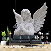 3D Sculpture Angel Black Wall Mural Wallpaper YXL 2417