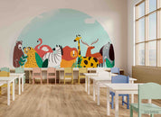 3D Childcare Nursery School Cartoon Kids Animals Wall Mural Wallpaper JN 63