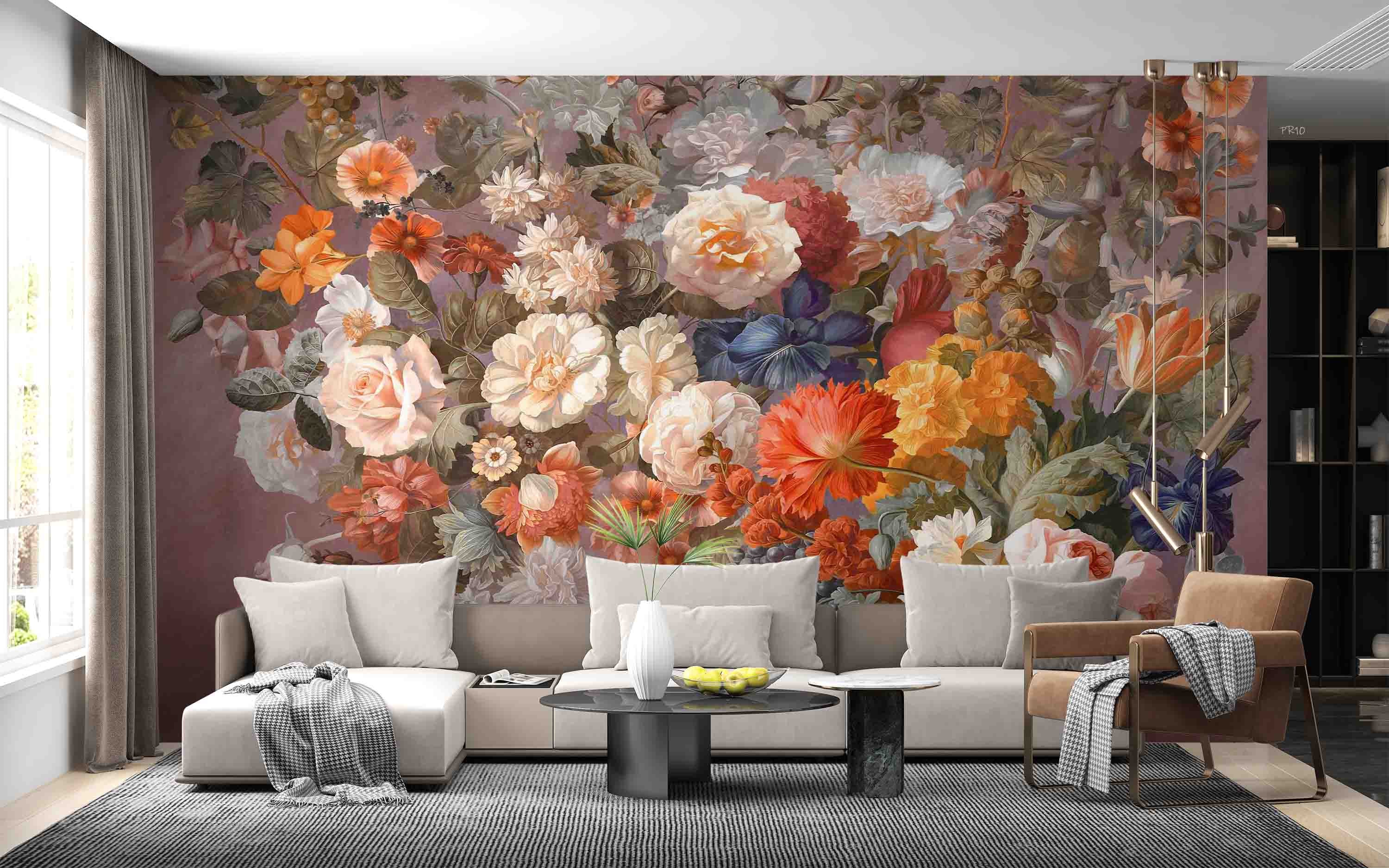3D Colorful Floral Background Wall Mural Wallpaper GD 4727- Jess Art Decoration