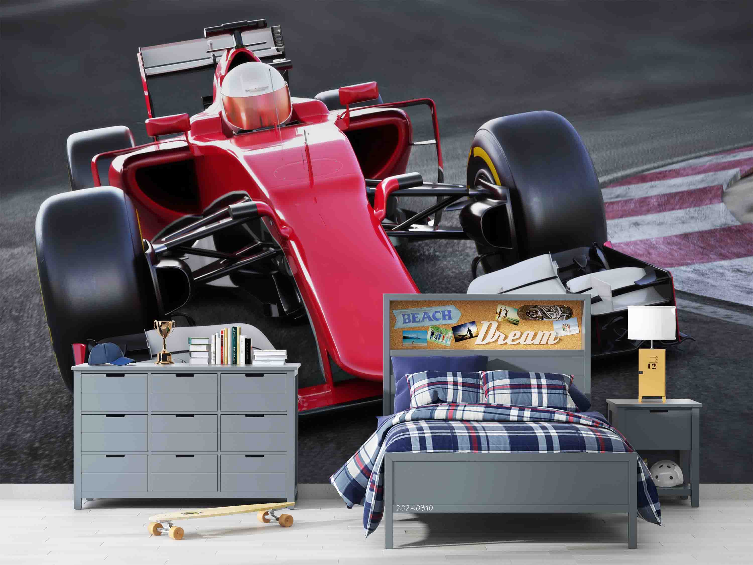 3D Red F1 Formula One Racing Wallpaper Wall Mural Wall Decor Wall Art Wall Sticker Remoable Wallpaper