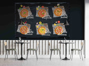 3D Pizza Set Wooden Board Wall Mural Wallpaper GD 5536- Jess Art Decoration
