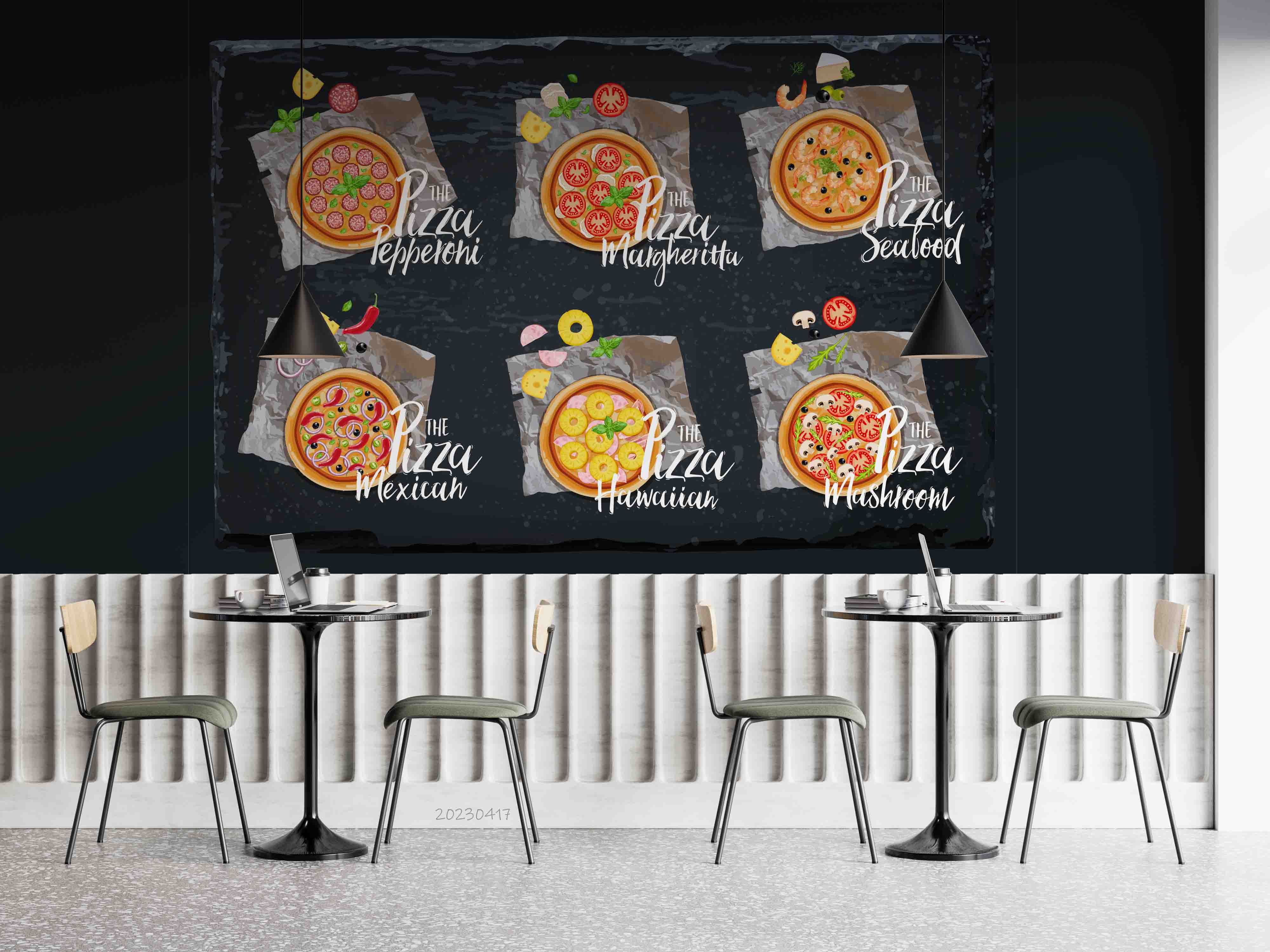 3D Pizza Set Wooden Board Wall Mural Wallpaper GD 5536- Jess Art Decoration