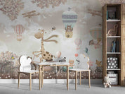 3D Cartoon Animal Hot Air Balloon Retro Airplane Bicycle Wall Mural Wallpaper GD 4155- Jess Art Decoration