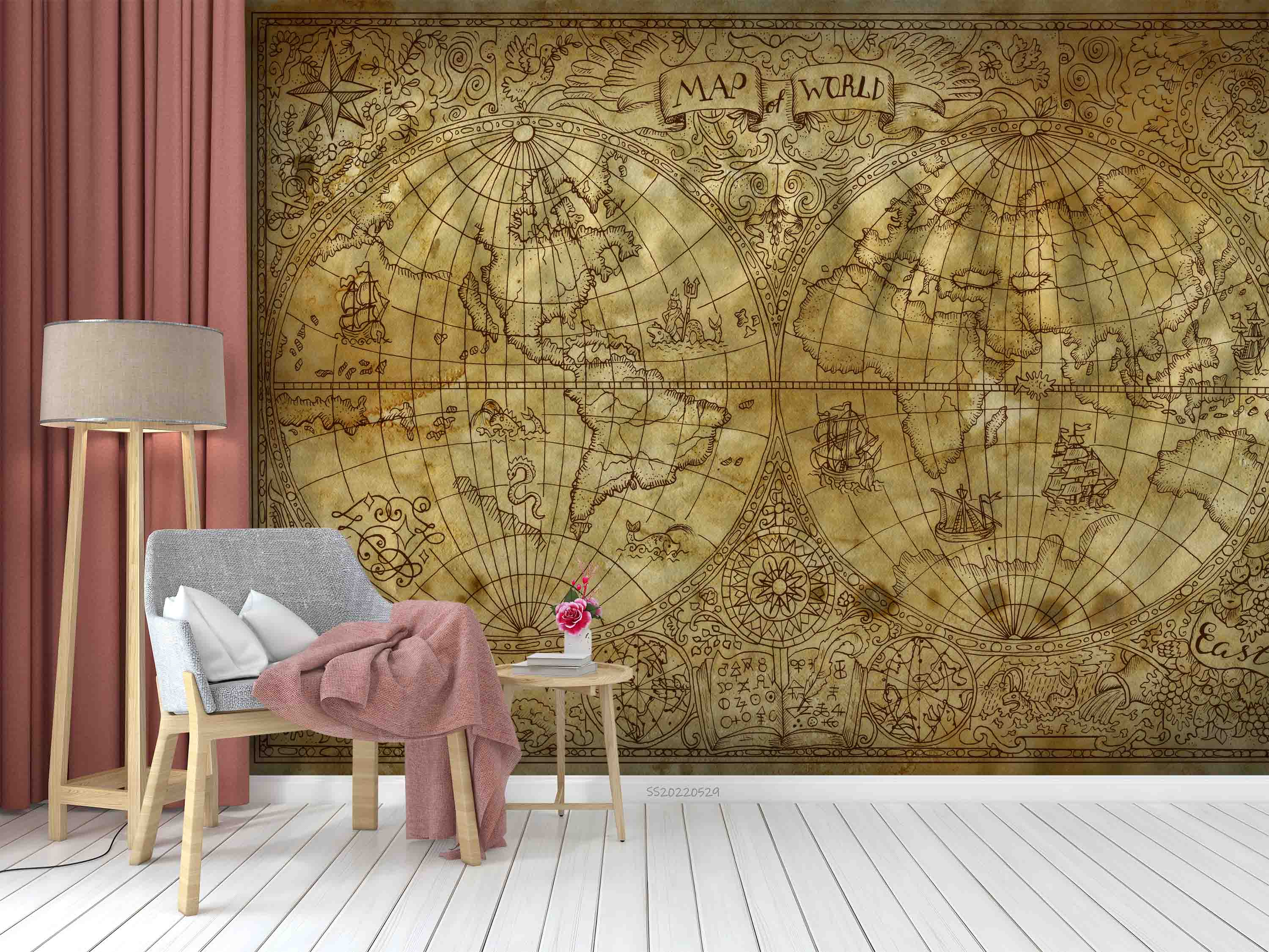 3D Vintage World Old Map Wall Mural Wallpaper GD 4378- Jess Art Decoration