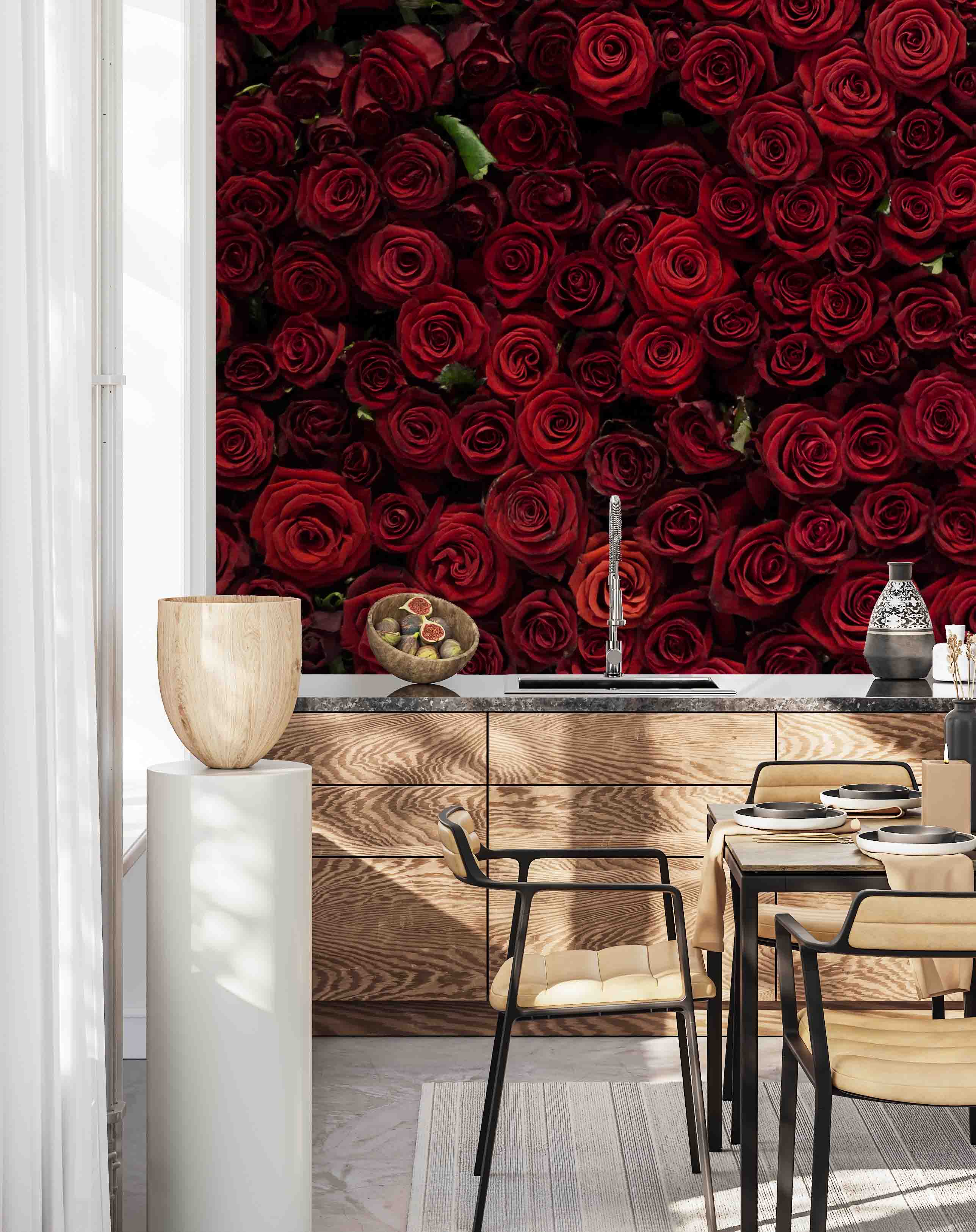 3D Red Rose Background deep red rose feature wall wall mural wallpaper for bathroom - view 6