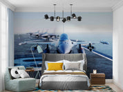 3D Jet F 16 Fighter Ocean Aircraft Carrier Wall Mural Wallpaper GD 5463- Jess Art Decoration