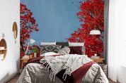 3D Red Maple Leaves Autumn Landscape Wall Mural Wallpaper JN 384