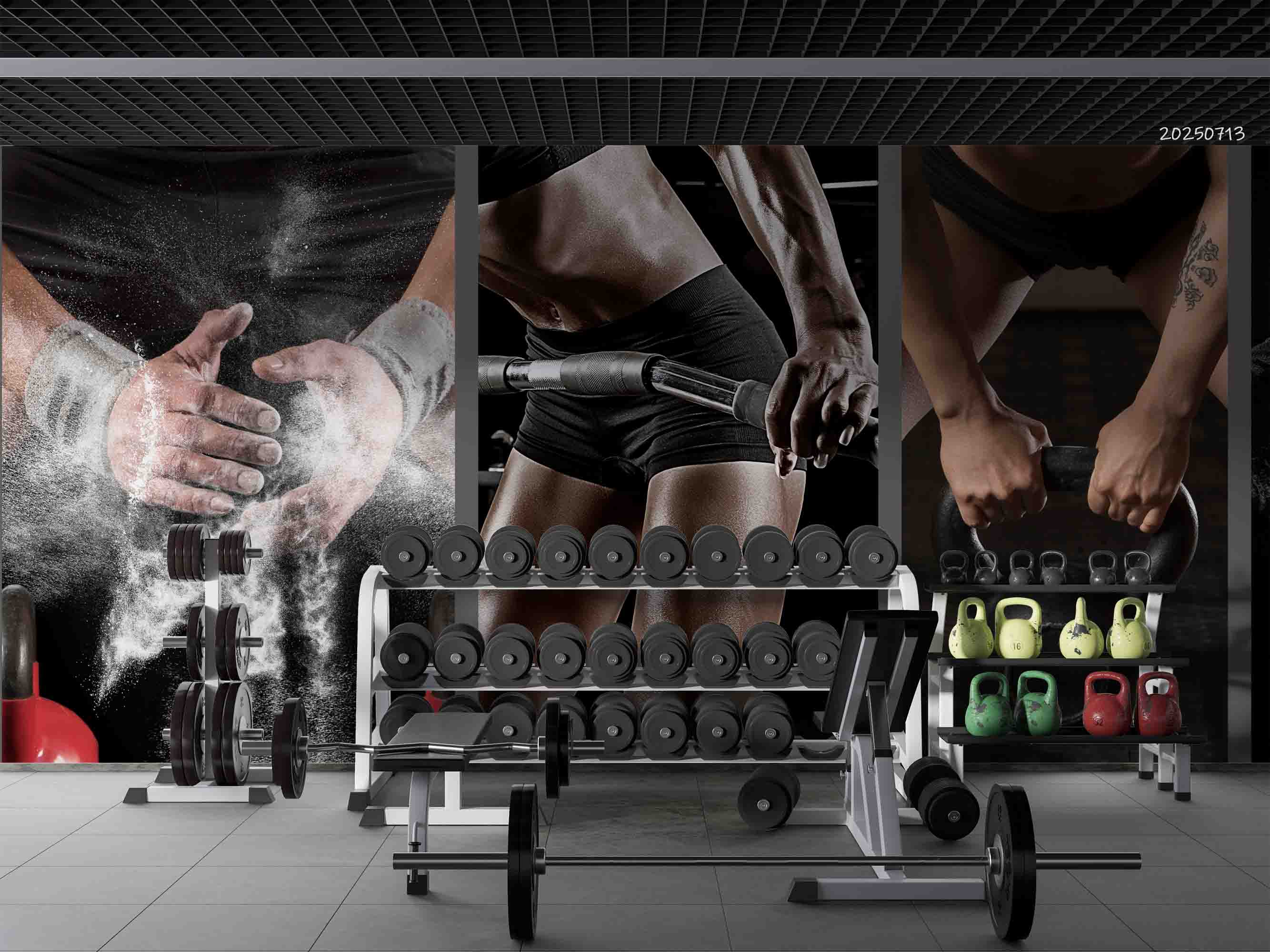 3D Gym Fitness Gymnasium Dumbbell Wall Mural Wallpaper 18