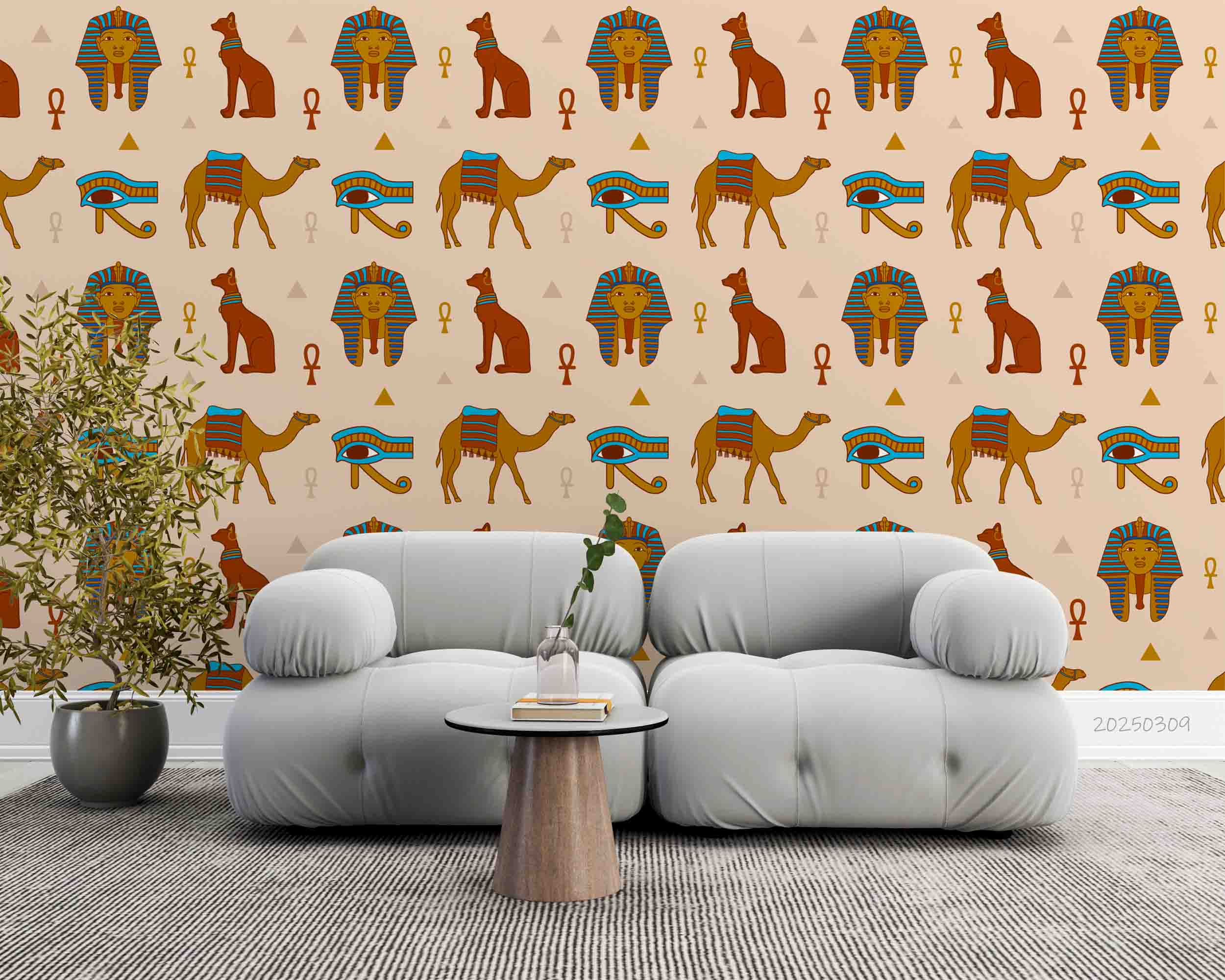 3D Egyptian Decorative Pattern Background Wallpaper Wall Mural Wall Decor Wall Art Wall Sticker Remoable Wallpaper LQH