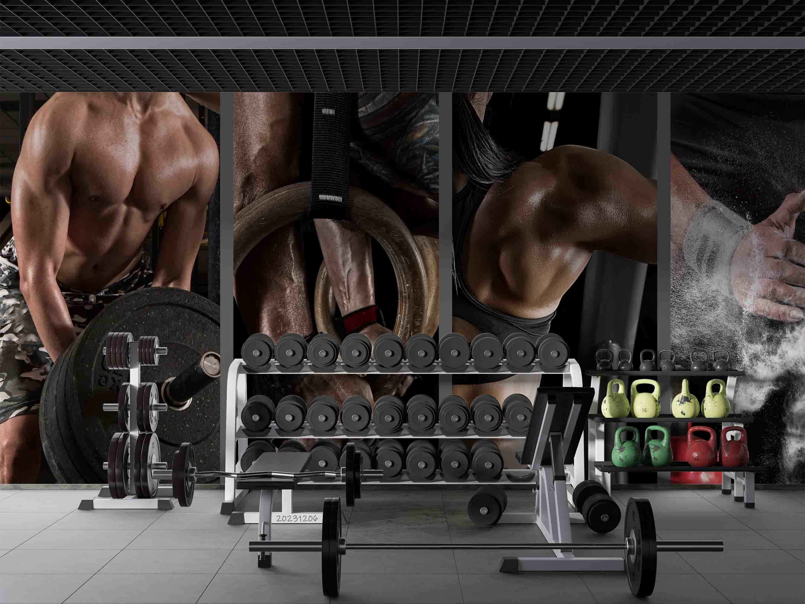 3D Fitness Weightlifting Arm Dumbbell Wall Mural Wallpaper YXL 125