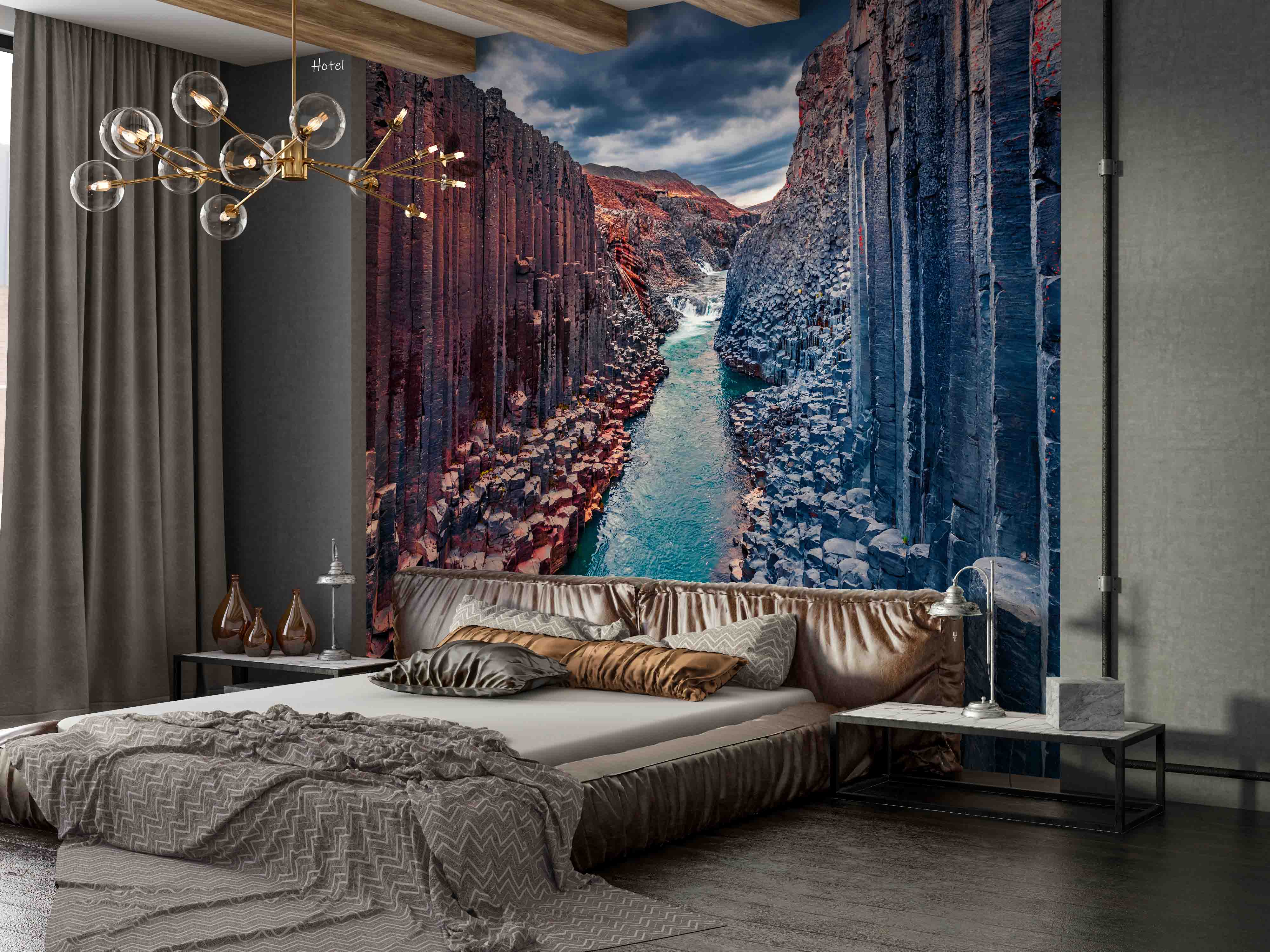 3D Hotel Inn Motel Hostel Resort Manor Scenery Mountains River Wall Mural Wallpaper 15