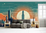 3D Aircraft Cable Bridge Electric Pylon Wall Mural Wallpaper YXL 1843