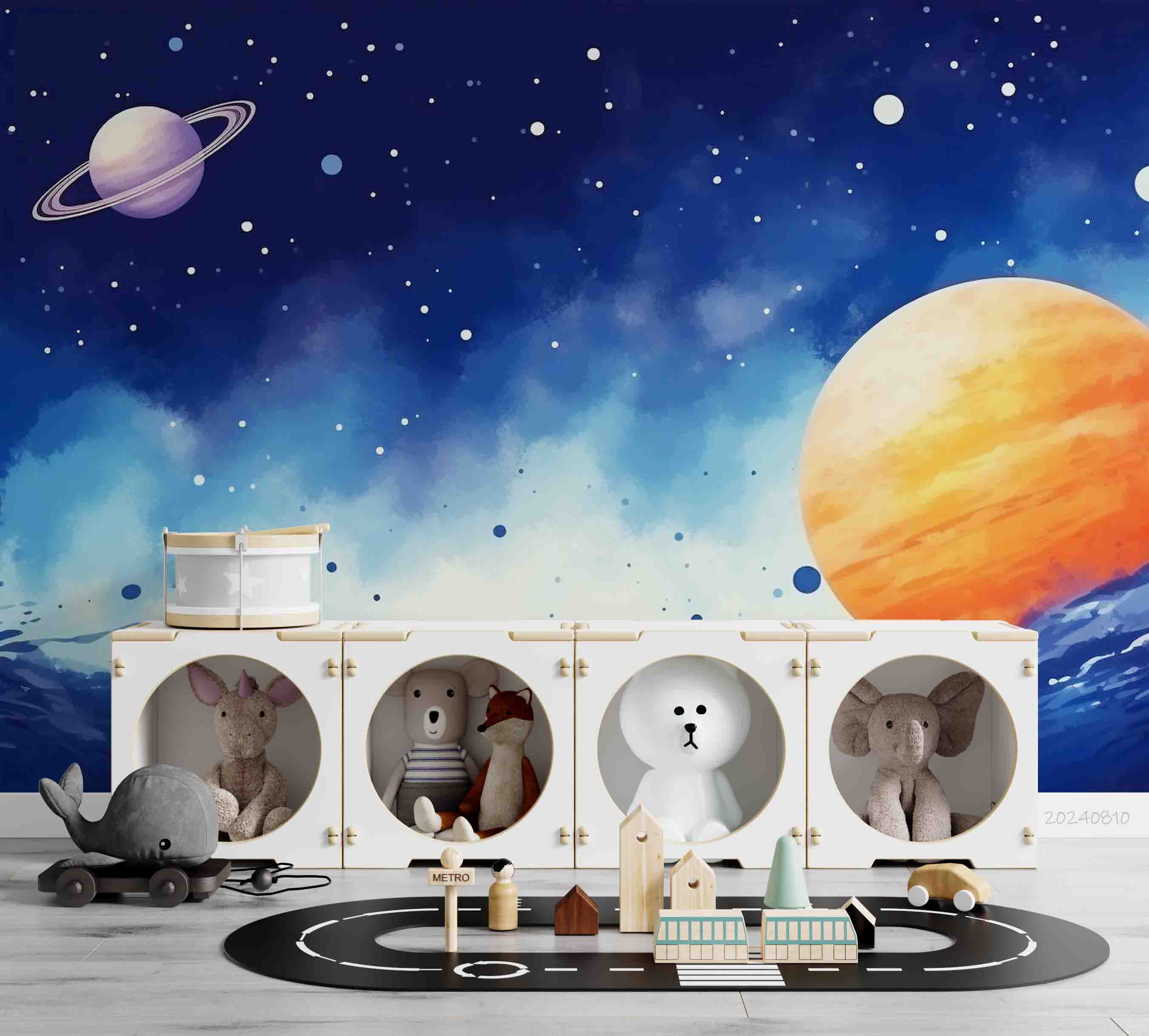 3D Watercolour The Earth Wave Point Wall Mural Wallpaper YXL 188