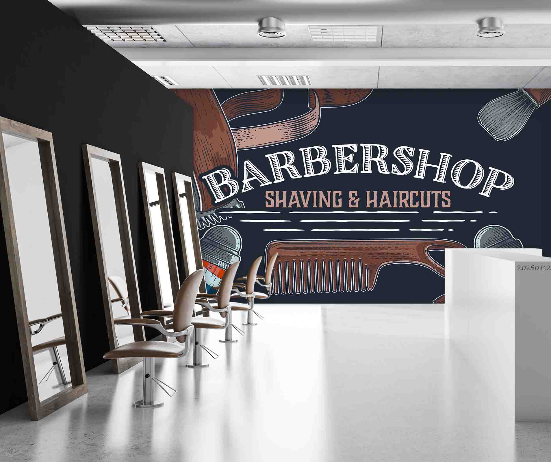 3D Barber Shop Hair Salon Haircut Specialist Shaving Wall Mural Wallpaper 5