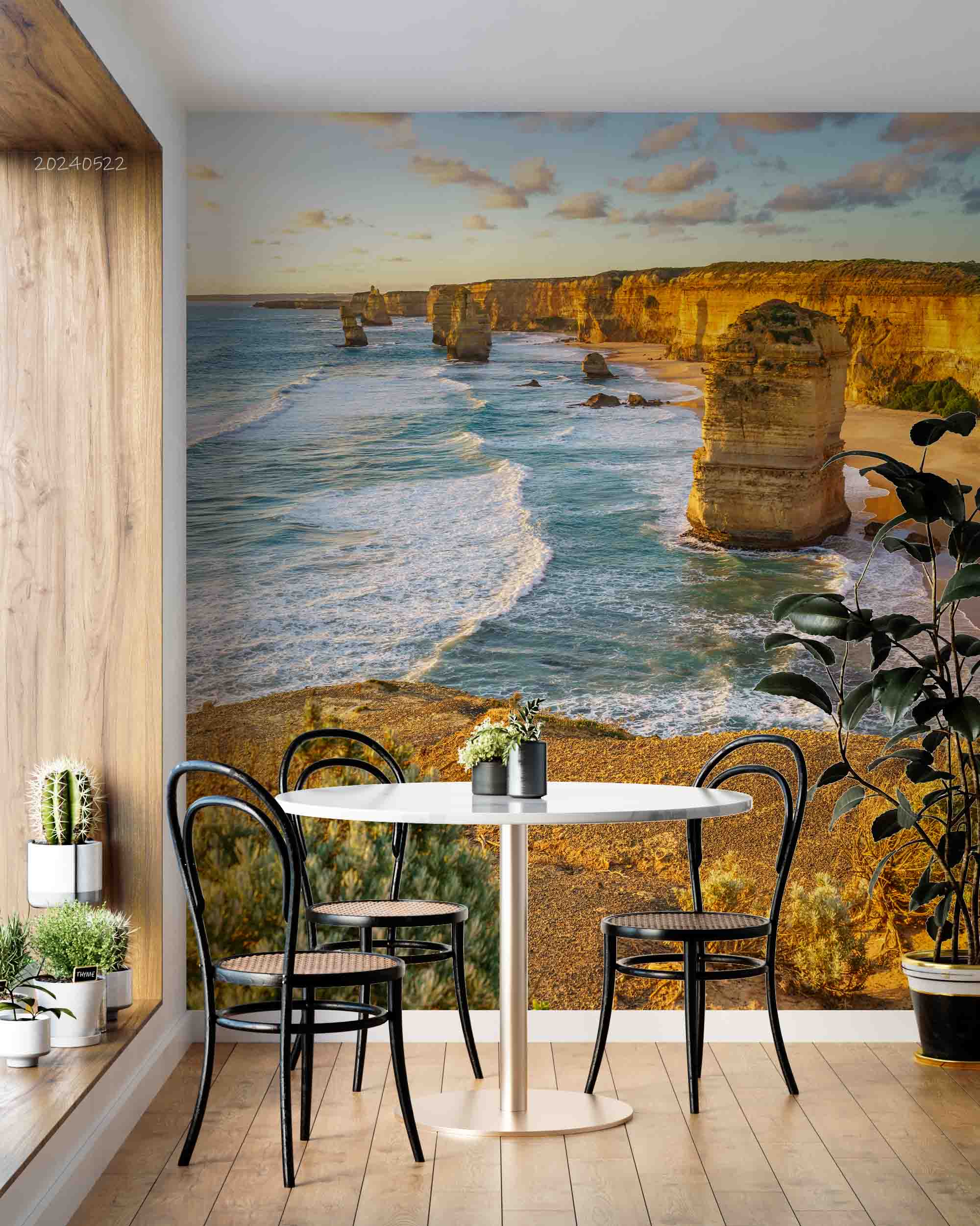 3D Sandbeach Sea Stone Tree Cloud Mountain Wall Mural Wallpaper YXL 537