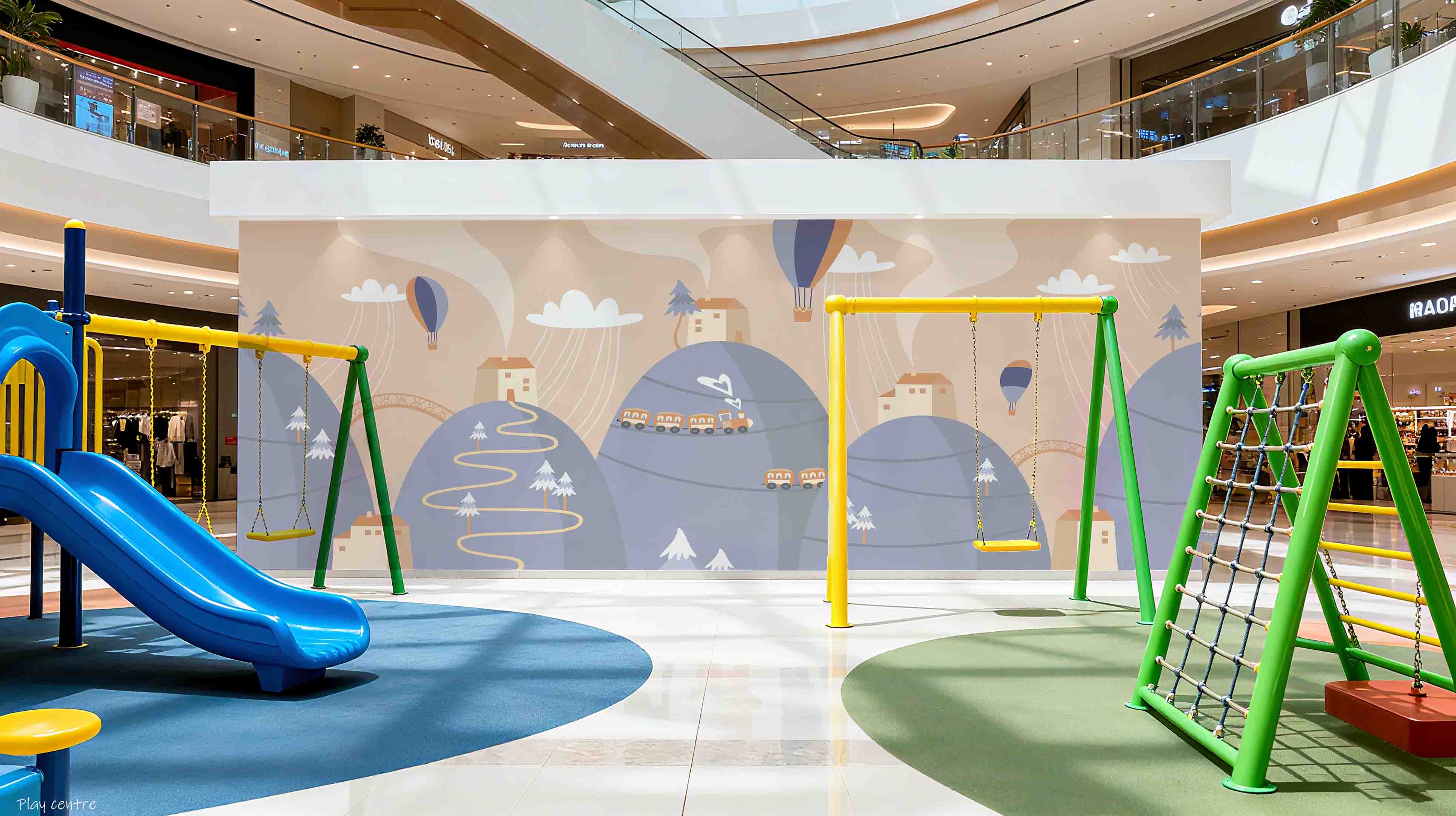 3D Play Centre Amusement Park Funfair Carnie Cartoon Mountains Wall Mural Wallpaper 21